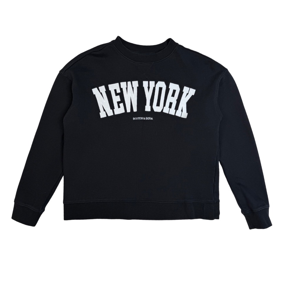 Scotch & Soda New York Sweatshirt Black Varsity Embroidered Pullover Cotton XS